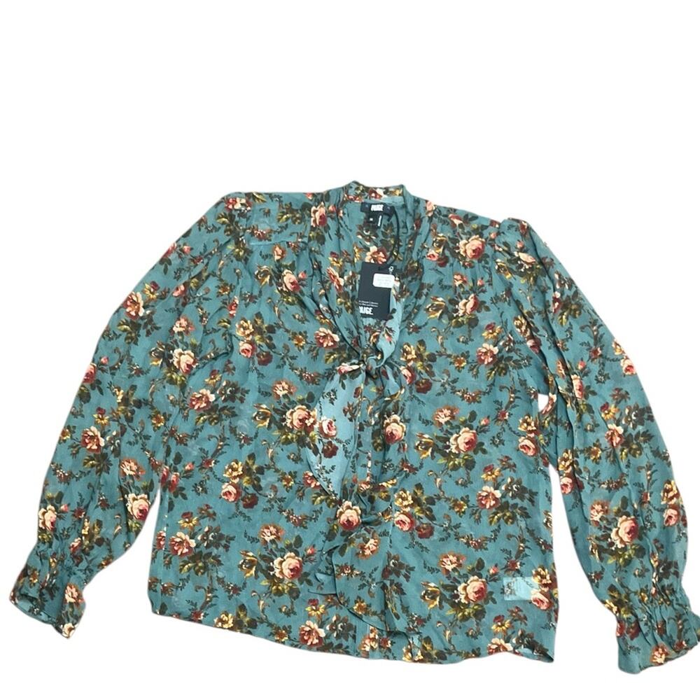 PAIGE Clemency Women’s 100% Silk Blouse Green Size Medium NWT